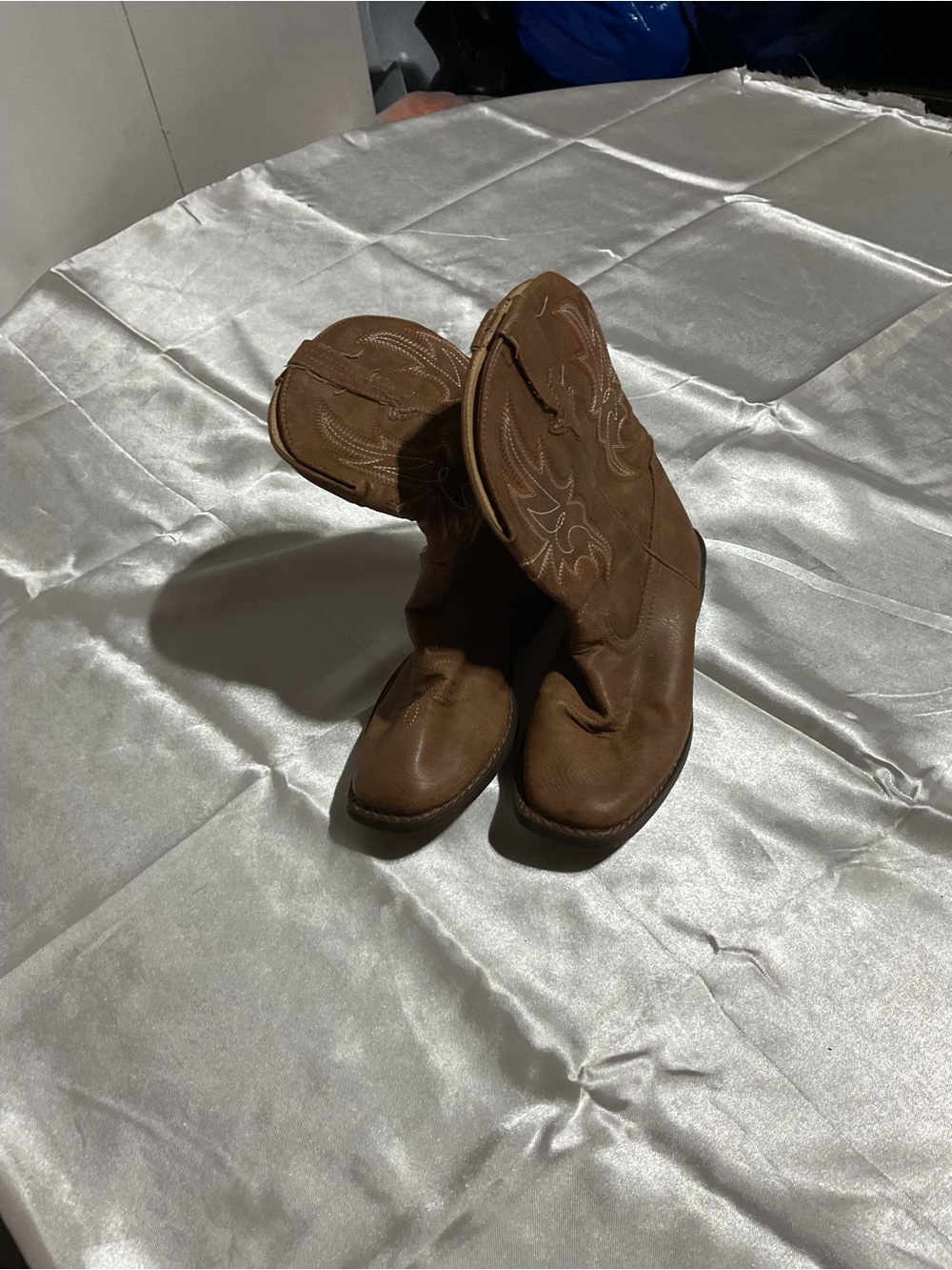 Kids Brown Western-Inspired Leather Boots